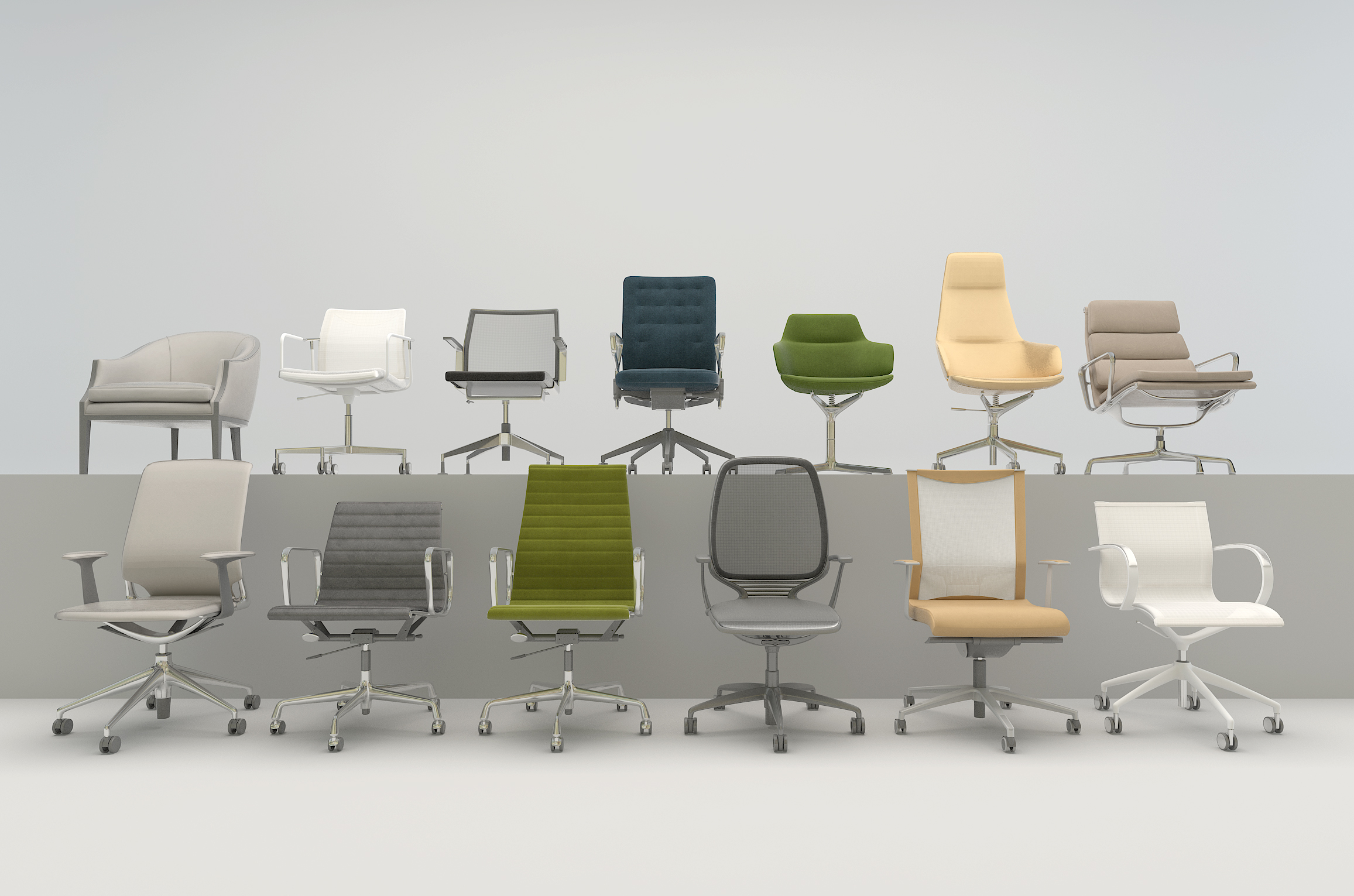 现代, 办公, 坐椅, 办公椅, 靠椅, 组合