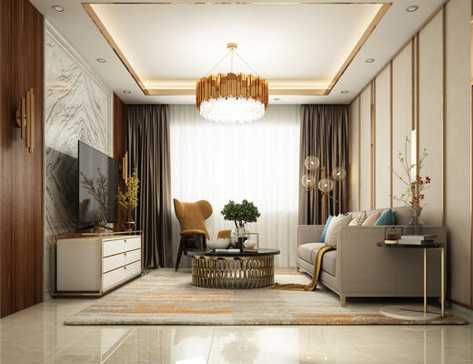 客厅, 后现代客厅, 现代客厅, 沙发茶几组合, 沙发组合